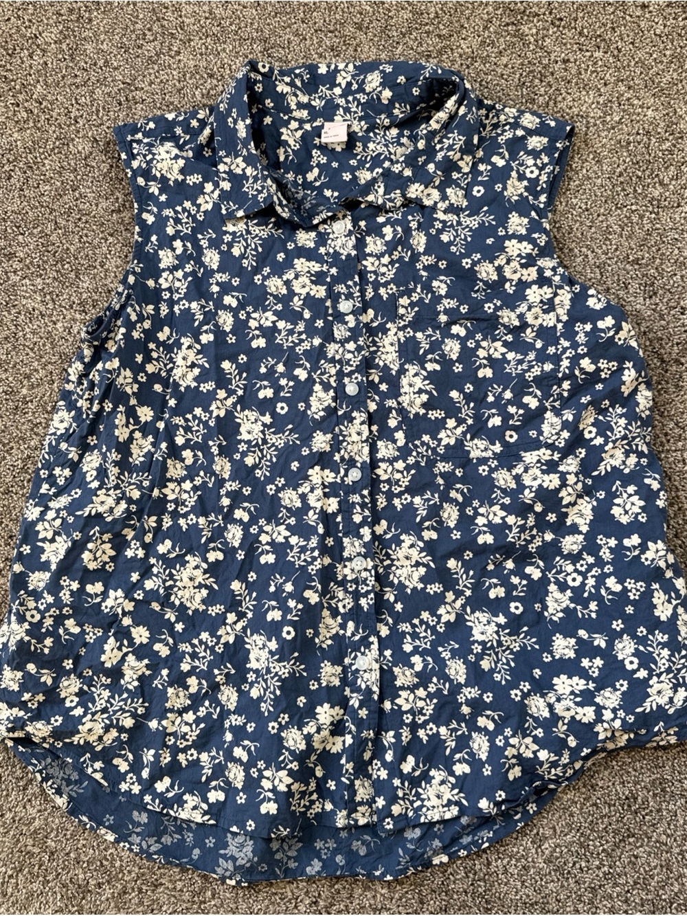 So Good For Life Women’s XL Blue Floral Sleeveless Button-Front Top EUC